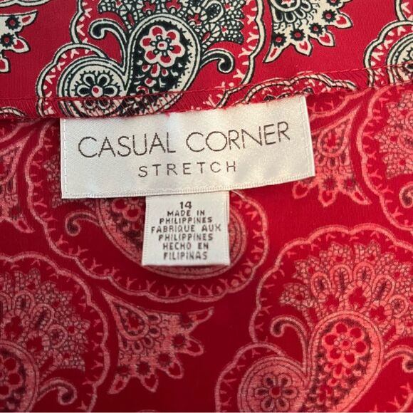 Vintage Red Paisley Stretch Midi Skirt Size 14 Romantic Retro Print - Picture 5 of 8